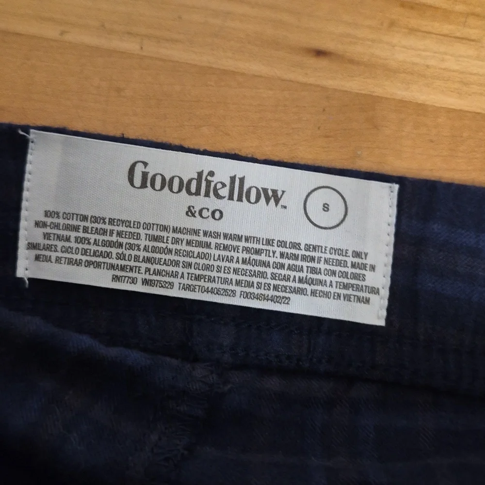 Goodfellow & Co 100% Cotton Blue Plaid Pajama Pants
